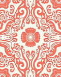 Coral Floral Swirls Pattern Rug