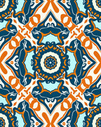 Colorful Symmetrical Medallion Geometric Pattern Rug
