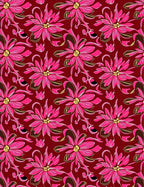 Vibrant Pink Floral Swirl Pattern Rug