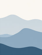 Serene Blue Layered Wave Pattern Rug