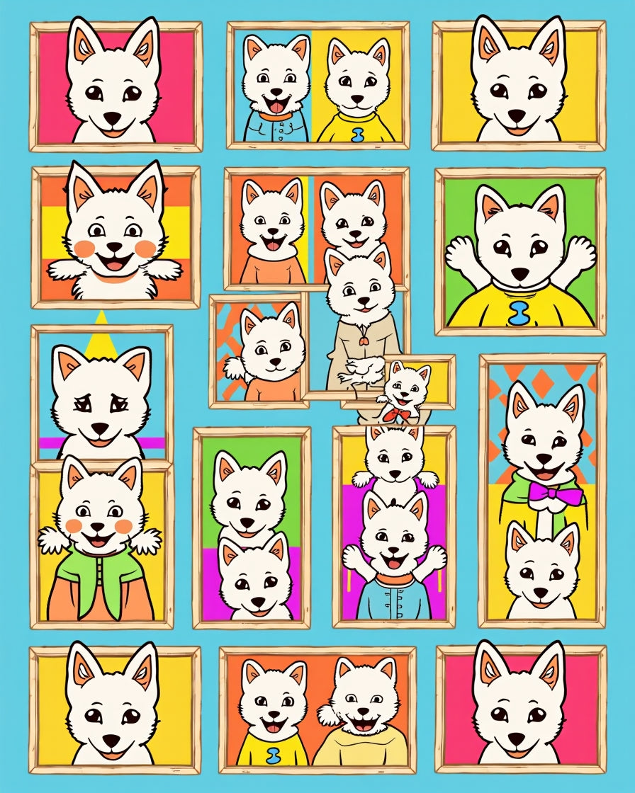 Playful Cartoon Dog Collage Design Rug