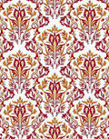 Rich Red Gold Floral Pattern Rug