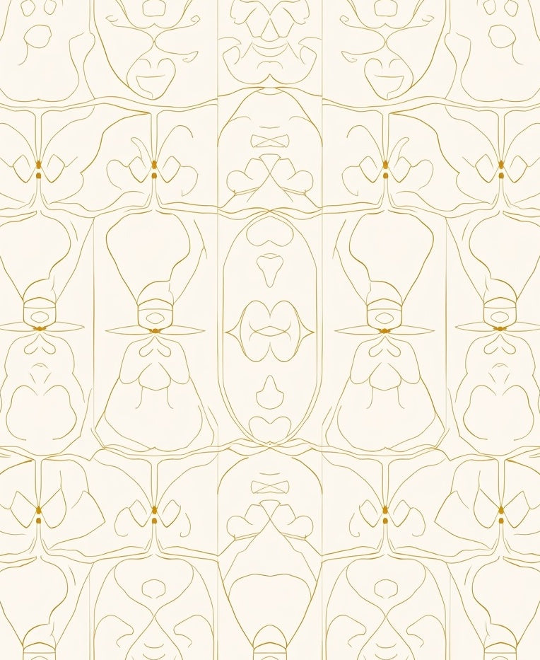 Ornate Gold Line Art Pattern Rug