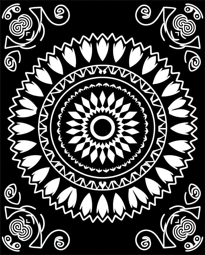 Classic White Mandala Pattern Art Rug