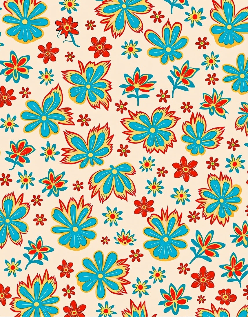 Colorful Floral Pattern With Bright Colors Rug