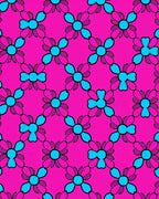 Bright Pink Aqua Floral Lattice Rug