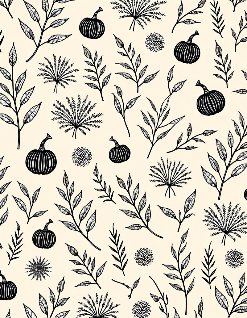 Autumn Pumpkin Leaf Floral Pattern Rug
