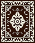 Elegant Floral Scrollwork Frame Design Rug