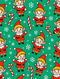 Cute Elves Candy Cane Holiday Pattern Rug