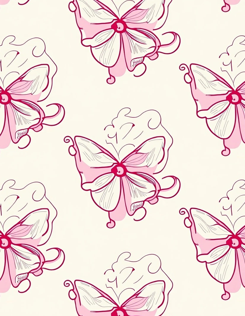 Pink Delicate Butterfly Pattern Design Rug