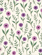 Purple Floral Botanical Art Design Rug