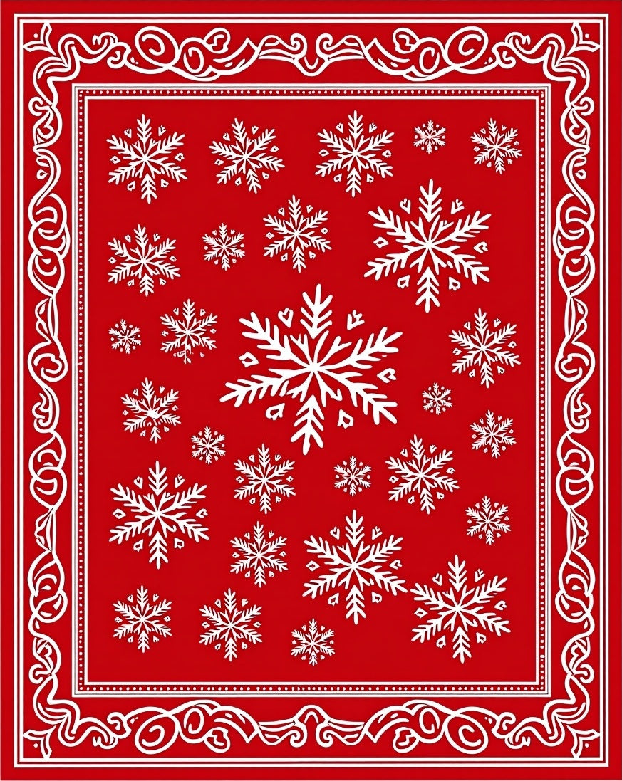 Red Snowflake Pattern Rug