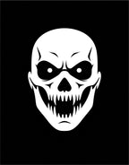 White Skull Graphic Black Background Rug