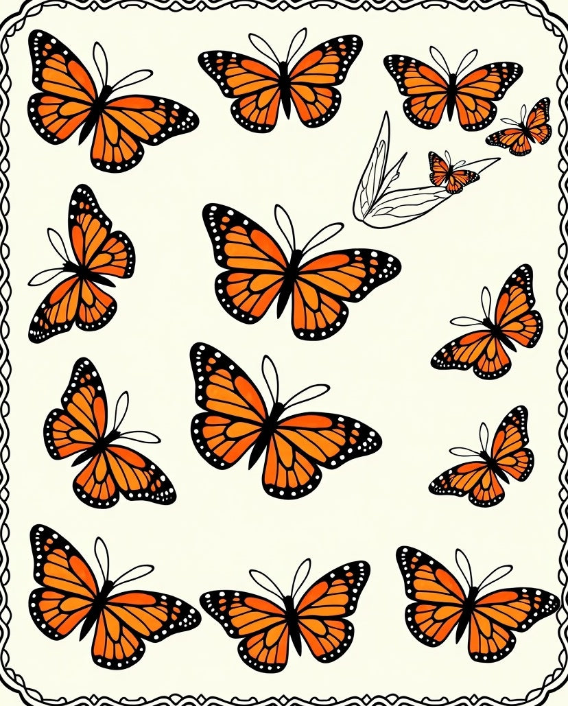 Orange Butterfly Pattern Design Rug