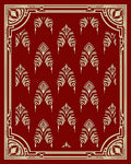 Art Deco Leaf Pattern Red Rug
