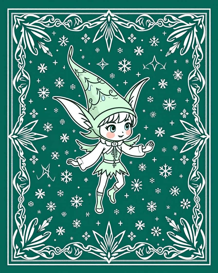Whimsical Winter Fairy Snowflake Pattern Rug