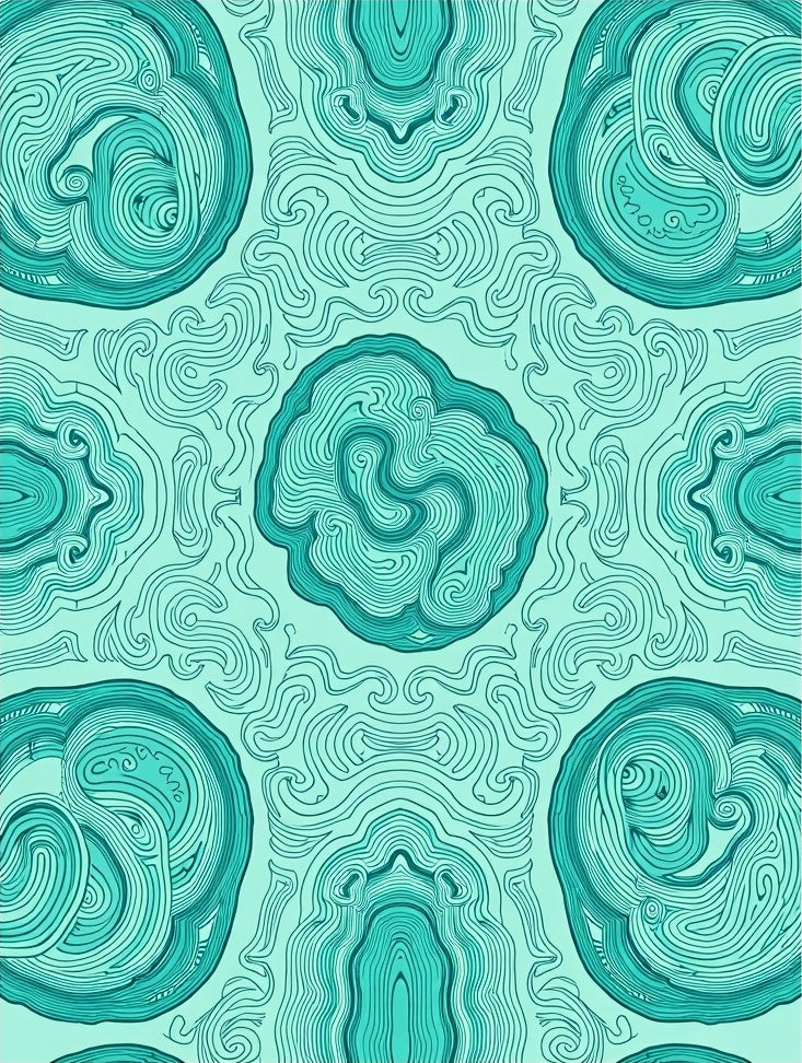 Abstract Teal Swirl Pattern Rug