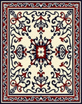 Ornate Floral Scrollwork With Border Rug