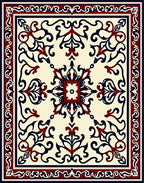 Ornate Floral Scrollwork With Border Rug