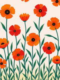 Vibrant Orange Poppy Meadow Pattern Rug