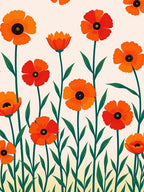 Vibrant Orange Poppy Meadow Pattern Rug