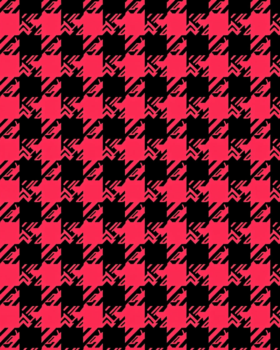 Red Black Houndstooth Pattern Rug