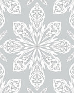 Delicate Gray Floral Mandala Pattern Rug