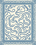 Classic Blue Swirling Outline Pattern Rug