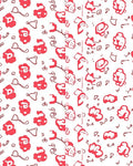 Whimsical Red White Blob Pattern Rug