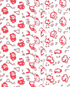 Whimsical Red White Blob Pattern Rug