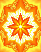 Orange Yellow Mandala Floral Design Rug