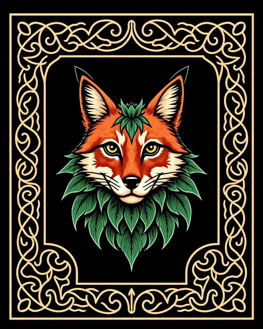 Whimsical Fox With Floral Border Design Rug