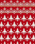 Crimson White Snowflake Tree Border Rug