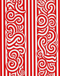 Red White Swirl Stripe Abstract Rug