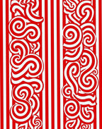 Red White Swirl Stripe Abstract Rug