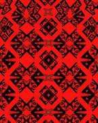 Bold Red Black Abstract Geometric Design Rug