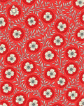 Red Floral Leaf Pattern Rug