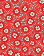 Red Floral Leaf Pattern Rug