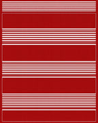 Crimson Red And White Striped Design Rug