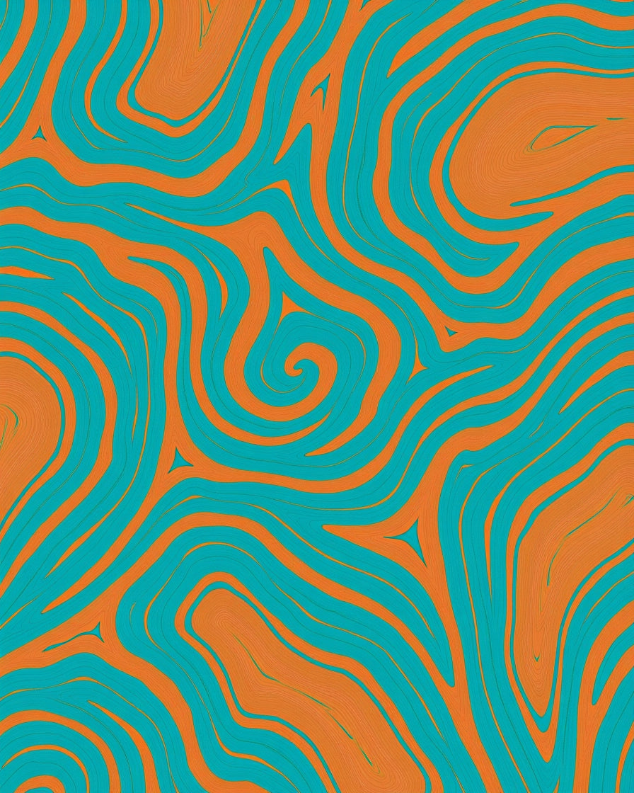 Abstract Teal Orange Swirl Pattern Rug