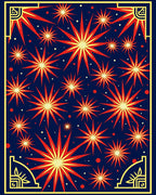 Exploding Starburst Red Yellow Pattern Rug