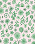 Green Floral Botanical Pattern Rug