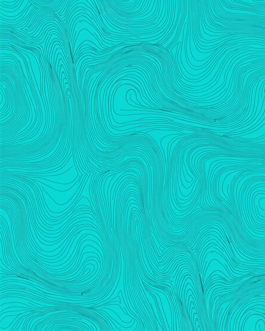 Teal Wavy Contour Line Art Rug
