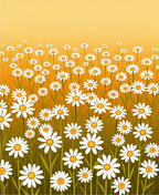 White Daisy Meadow Design Rug