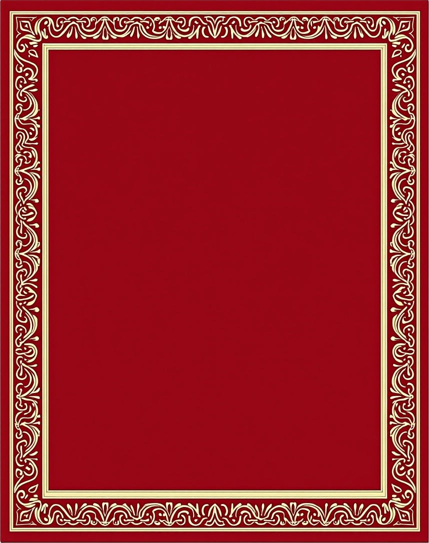 Ornate Red And Gold Frame Design Rug