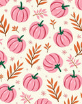 Pink Pumpkin Fall Foliage Pattern Rug