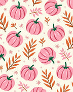 Pink Pumpkin Fall Foliage Pattern Rug