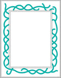 Modern Teal Wave Border Rug