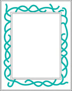 Modern Teal Wave Border Rug