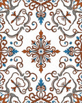 Orange Blue Scroll Nouveau Pattern Rug